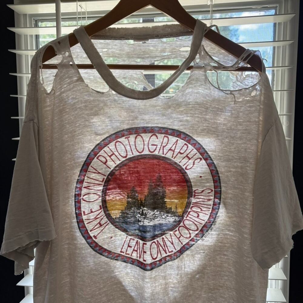 Vintage Paper Thin Thrashed Distressed T-Shirt Men's Size L Sheer Zombie BURNOUT